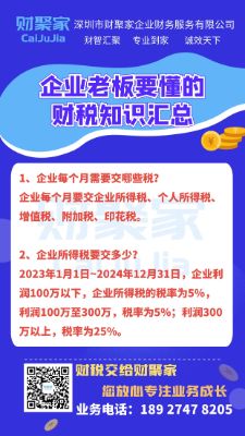 企业老板要懂得财税知识汇总